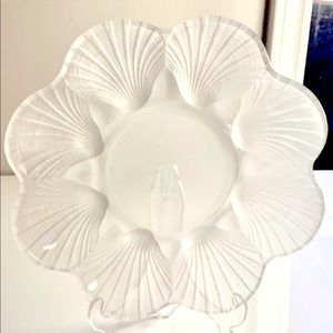 1980’s Vintage Hoya (Japan) Mikasa Frosted Crystal Clam Shell Serving Platter